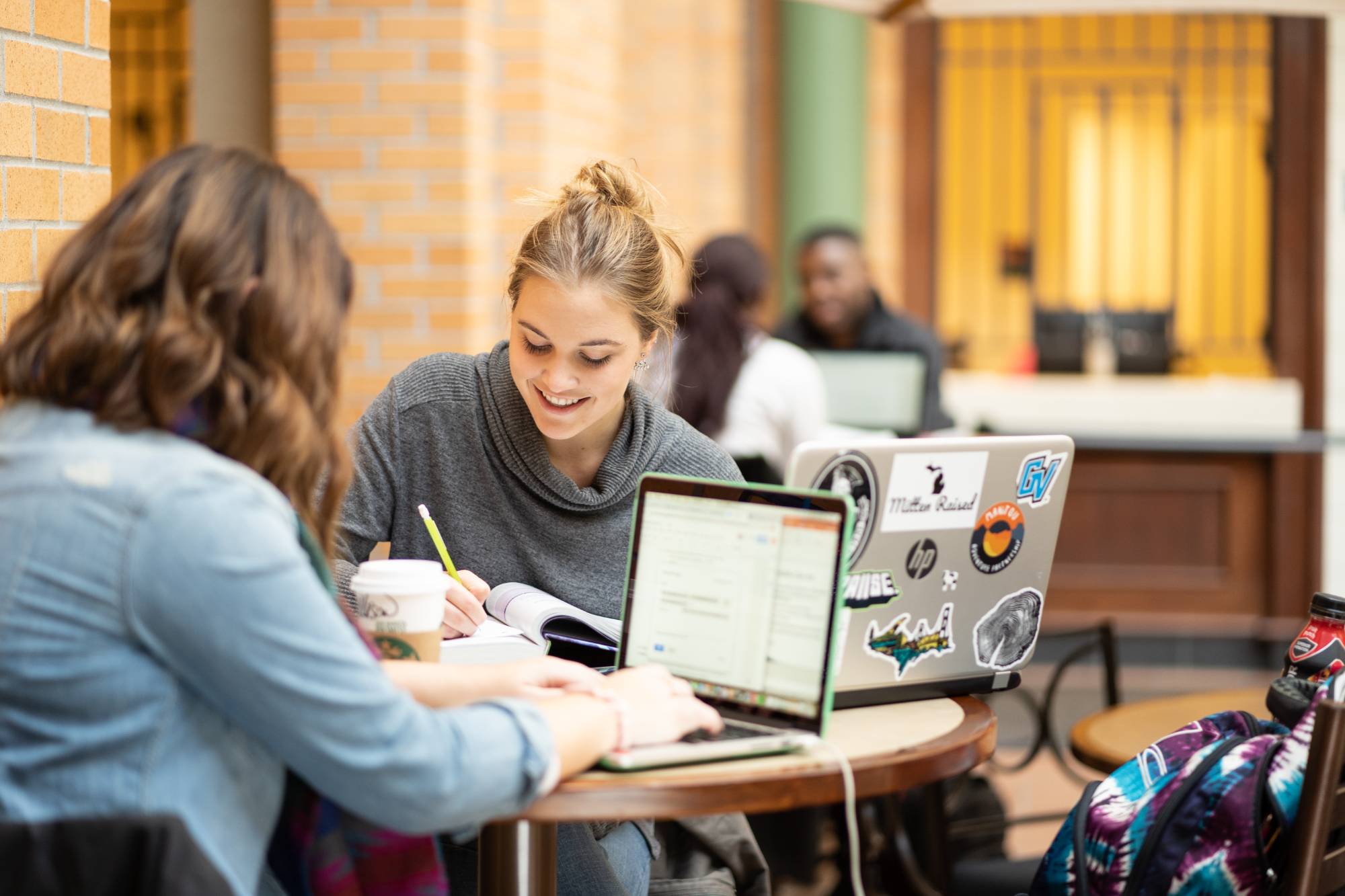 students studying at table